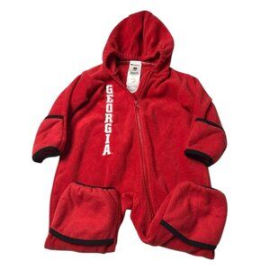 Columbia Georgia Bulldogs Coverall Babys Red UGA Hooded Fleece 1 Piece Size 18M